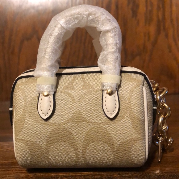 NWT-Coach-Mini Rowan Satchel Bag Charm/Keychain-Chalk White/Gold-$138 - Picture 3 of 12